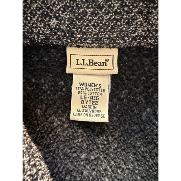 LL BEAN Knit Marled Blazer Poly/Cotton Black/Ivory Size LG-REG - Picture 7 of 9